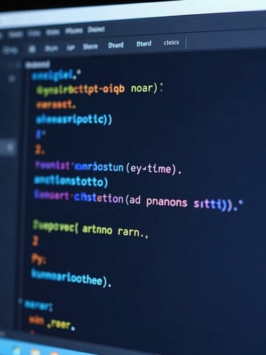 Close-up macro shot of a clean code editor displaying structural system architecture, cool blue studio lighting, deep shadows, sharp focus, 35mm lens
