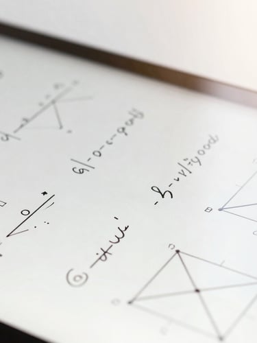 A close-up of a digital tablet displaying handwritten calculus formulas and neat geometric diagrams, soft daylight, warm clean tones
