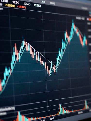 Tight crop of a candlestick chart with institutional order flow zones visible, liquidity sweep highlighted in electric cyan, dark background with screen-glow lighting, no human subjects, technically precise