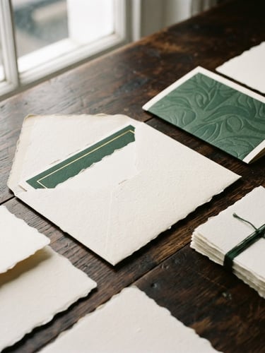 Moody editorial photography, soft overcast London daylight, close-up of tactile print collateral on a dark wooden table in a Covent Garden studio, 35mm film.