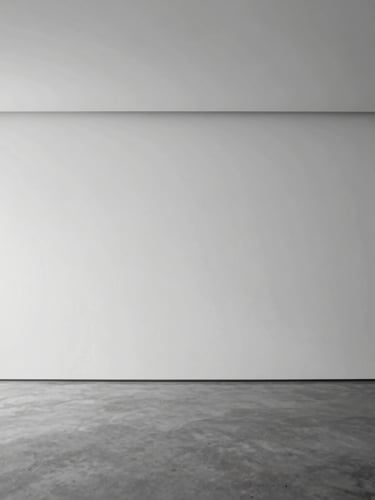 minimalist architectural space, clean lines, soft natural diffused light, desaturated black and white, sharp focus, 35mm architectural lens, eye-level framing, generous negative space