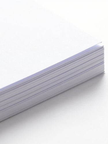 Crisp close-up of printed corporate documents on heavy paper, sharp ink texture, professional binding edge, bright high-key studio lighting, clean white backdrop