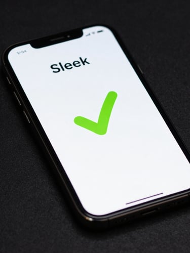 Sleek smartphone displaying a clean fintech-style transaction screen with neon green success checkmark, dark studio background, high contrast.
