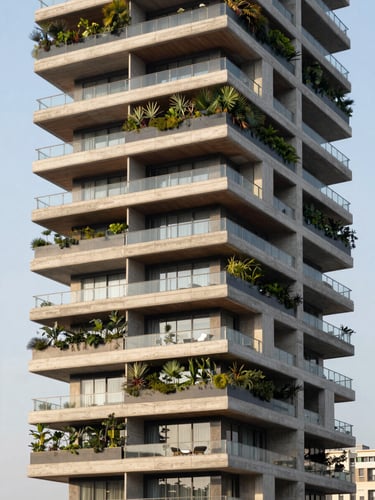 High-end residential tower Eleva25, vertical gardens on spacious private terraces, luxury living