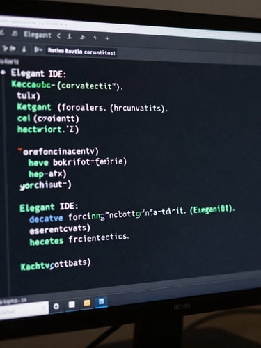 Elegant IDE code blocks of native Kotlin coroutines on a dark monitor, clean architectural patterns highlighted in subtle mint-green syntax coloring