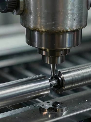 Extreme close-up of a CNC multi-axis wire forming machine head bending heavy steel wire, sharp focus on the contact point, industrial studio lighting.