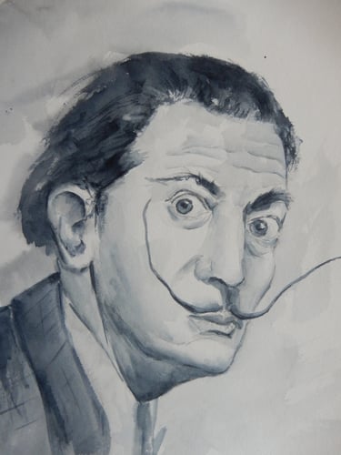 Salvator Dali, aquarelle sur papier 100% coton, Sébastien Schoch