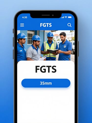 A clean modern smartphone screen displaying the bank authorization step inside the official FGTS application, soft blue studio lighting, high-contrast interface, 35mm