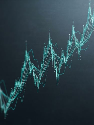 Sleek technical photography of a high-contrast vector chart showing bid-ask spread lines, electric-teal accent lines on a deep slate background, macro depth of field.
