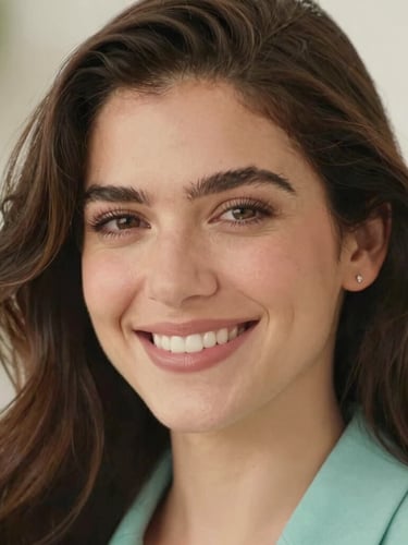 Warm editorial close-up of Marisol Rodríguez, smiling warmly, soft natural daylight, shallow depth of field, pastel tones