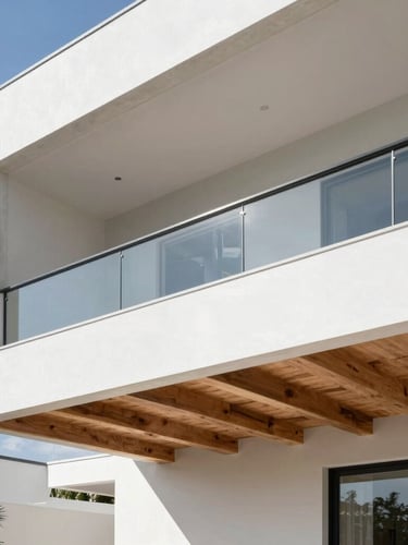 Sharp architectural photography of a modern home renovation, clean lines, exposed structural timber beams meeting smooth concrete, bright natural daylight, high contrast, 35mm