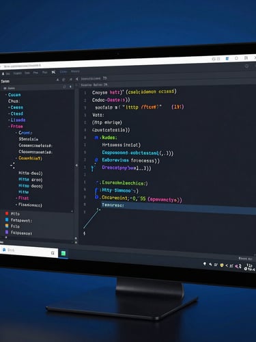 Sleek tech photography of a clean code editor on a dark screen displaying organized CSS and HTML, cool studio lighting with electric blue ambient glow, sharp focus, 35mm