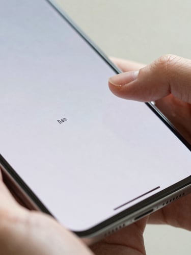 Close-up macro shot of hands interacting with an Android device showing a clean, high-performance app interface, subtle tech patterns in the background, natural daylight, shallow depth of field, 35mm