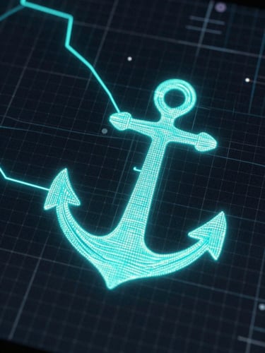 Macro photography of electric teal vector paths and anchor points glowing on a dark grid screen, high-contrast, technical cyber-industrial aesthetic.