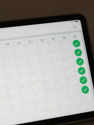 High-fidelity wireframe of an automated calendar scheduling interface, clear time blocks, green confirmation indicators, flat design, soft shadows.