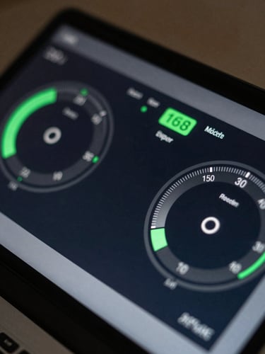Macro close-up of a high-resolution dark mode dashboard showing real-time model telemetry, sharp neon green active status indicators, clean slate-gray borders, cool low-key studio lighting.