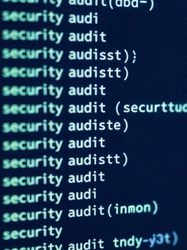 High-contrast screenshot of a terminal output showing an active security audit, neon-cyan text on a deep slate background, sharp macro focus on a clean PowerShell script, cool blue ambient backlighting, 35mm.
