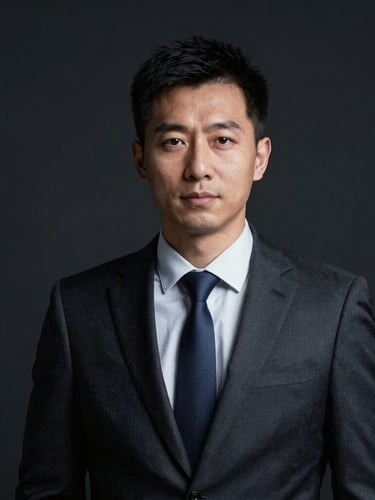 Minimalist high-contrast professional portrait of a modern finance professional in a dark studio setting, sharp key lighting, cool-toned cinematic atmosphere