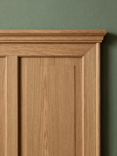 Macro shot of premium fluted oak panel texture, soft natural side-lighting, elegant interior setting, warm tones, 35mm lens