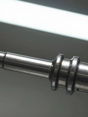 Sharp industrial photography of a micrometre measuring a steel crankshaft journal under bright fluorescent workshop light, high contrast metallic tones, 35mm
