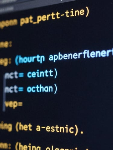 Sleek macro shot of clean code structures and glowing neon blue wireframe lines on a dark screen, high contrast, 35mm