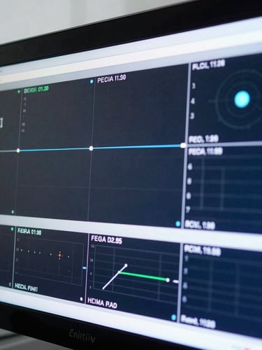 Close-up of a digital tracking interface showing real-time telemetry data, crisp high-contrast daylight reflected on screen