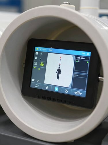 Macro shot of a modern video inspection screen showing the clean interior of a PVC pipe, realistic lighting, sharp focus on the digital diagnostic interface.