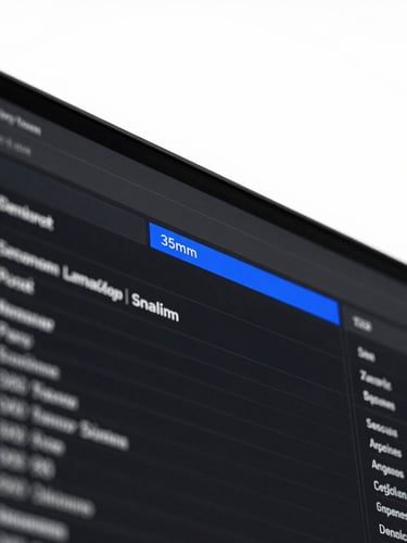 Close-up of a high-end tech interface showing data streams, cool-toned high-key studio lighting, stark monochrome with electric blue accent, sharp focus, 35mm