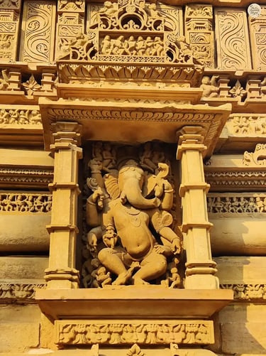 Sculpture of Lord Ganesha on the outer wall of Lakshmana Temple, Khajuraho,  Madhya Pradesh