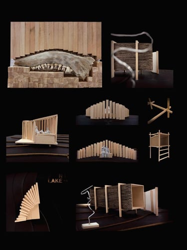 A compilation of wood scale models