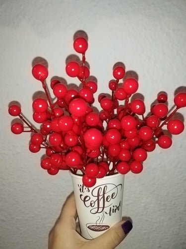 set of 20 red holly berry stems for Christmas tree wreath garland holiday home and party decorations