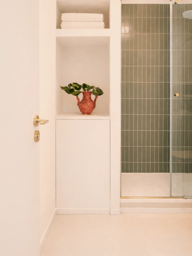 Salle de bain à Pau avec rangements sur mesure et douche à l’italienne