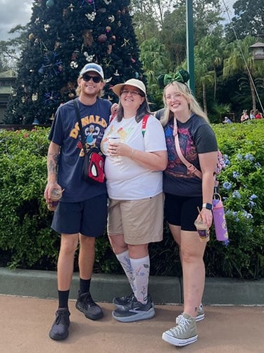Ameliah Knopp pictured with her family at Disney's Animal Kingdom® Park.