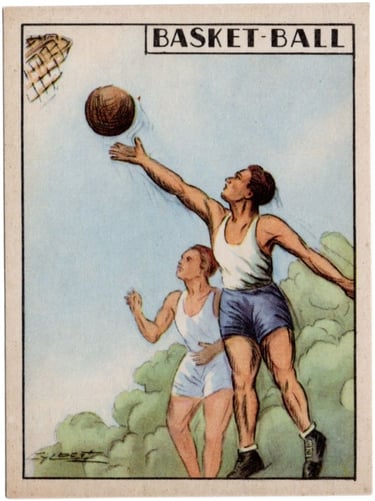 Late 1930s Basket-Ball French School Card Unknown Maker vintage French basketball card