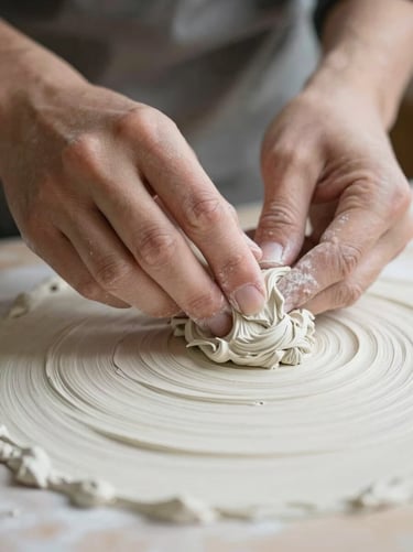 Macro shot of artisan hands carefully troweling a mineral plaster layer, soft natural side lighting, focused depth of field.