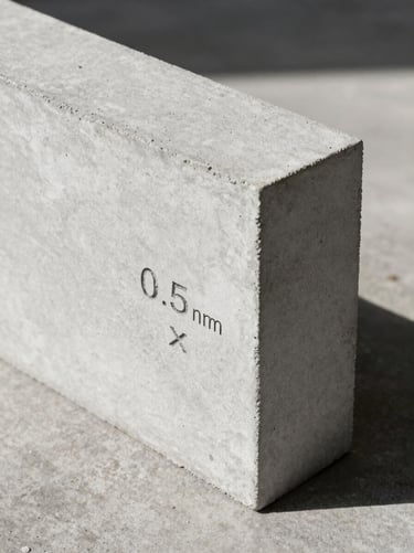 Close-up of a single Termoblock concrete foam block showing its precise 0.5m x 1m dimensions and clean edges, resting on a concrete floor under direct sunlight
