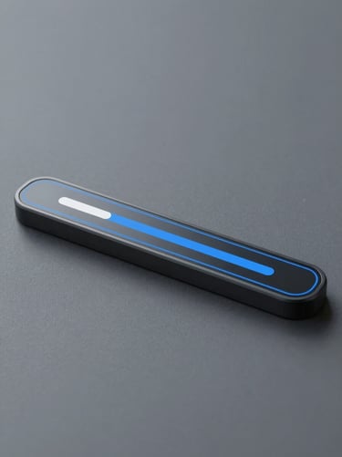 Flat vector tracking status bar with a linear stepper showing transit progress, electric blue accent on a slate-gray background, clean UI mockup.