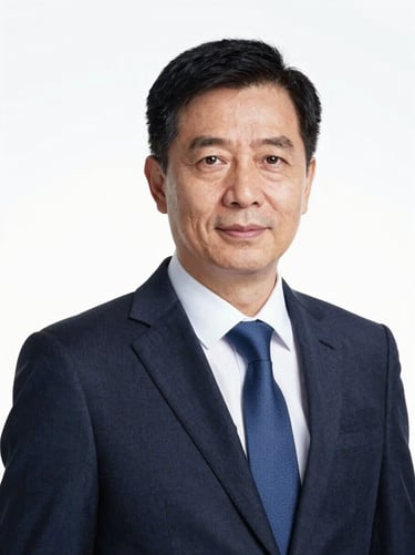 Professional studio portrait of a male medical researcher in his 50s, wearing a dark suit, bright high-key lighting, clean white background, sharp focus, 35mm