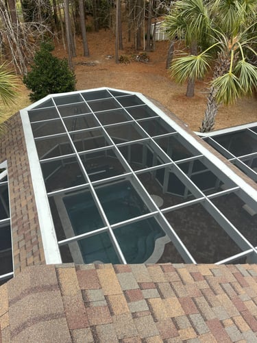 pool enclosure screened with super screen.