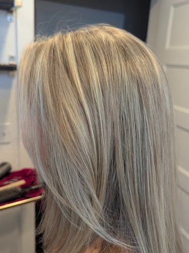 Women's dimensional blonde color at Studio M Salon in Clermont FL