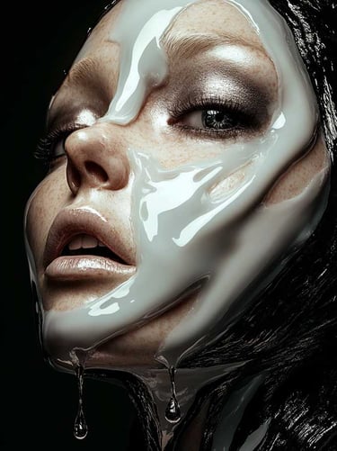 a woman with a white face and white paint on her face
