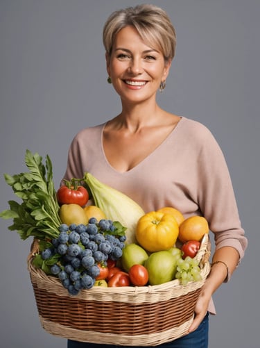Femme 40 ans avec des aliments- Coach KONE