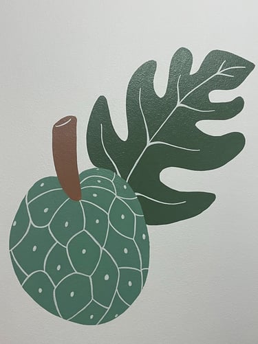 Peinture murale décorative, fruit à pain -  pour la salle destinée aux repas dans une crèche