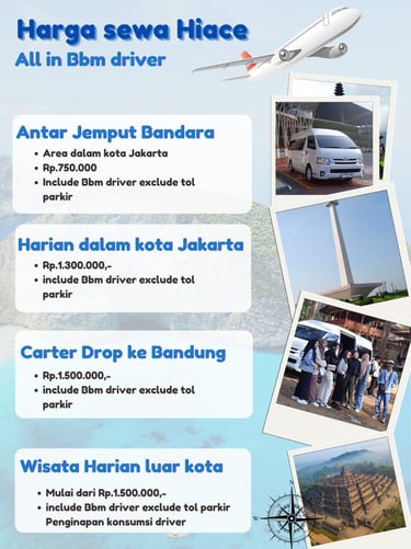 Daftar harga sewa Hiace.