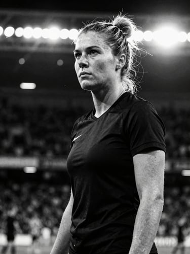 Black and white portrait of a female sports journalist in her 30s, high contrast, dramatic stadium lighting, confident look, 70-200mm lens