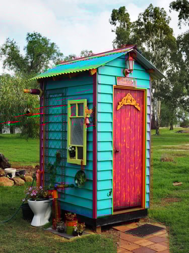 Decorated painted outhouse dunny