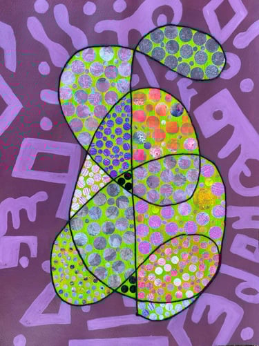 Collage abstrait violet et vert