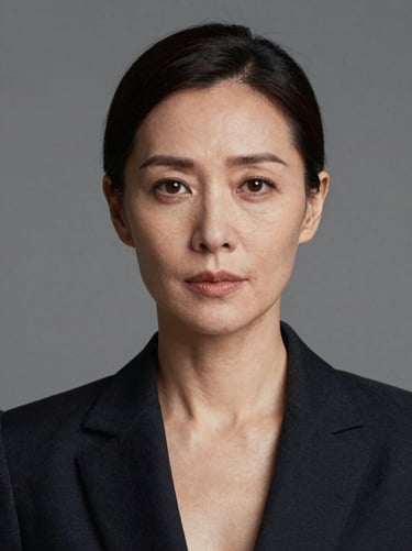 Shoulder-up headshot of a woman in her 40s, neutral grey backdrop, consistent studio strobe lighting, direct gaze, plain dark blazer, no props