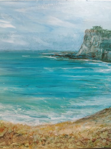 The Sea Soothes at St Margaret's Bay, 20 x 20 cm, acrylic on wooden panel, £50