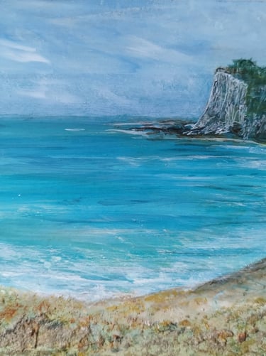 The Sea Soothes at St Margaret's Bay, 20 x 20 cm, acrylic on wooden panel, £50